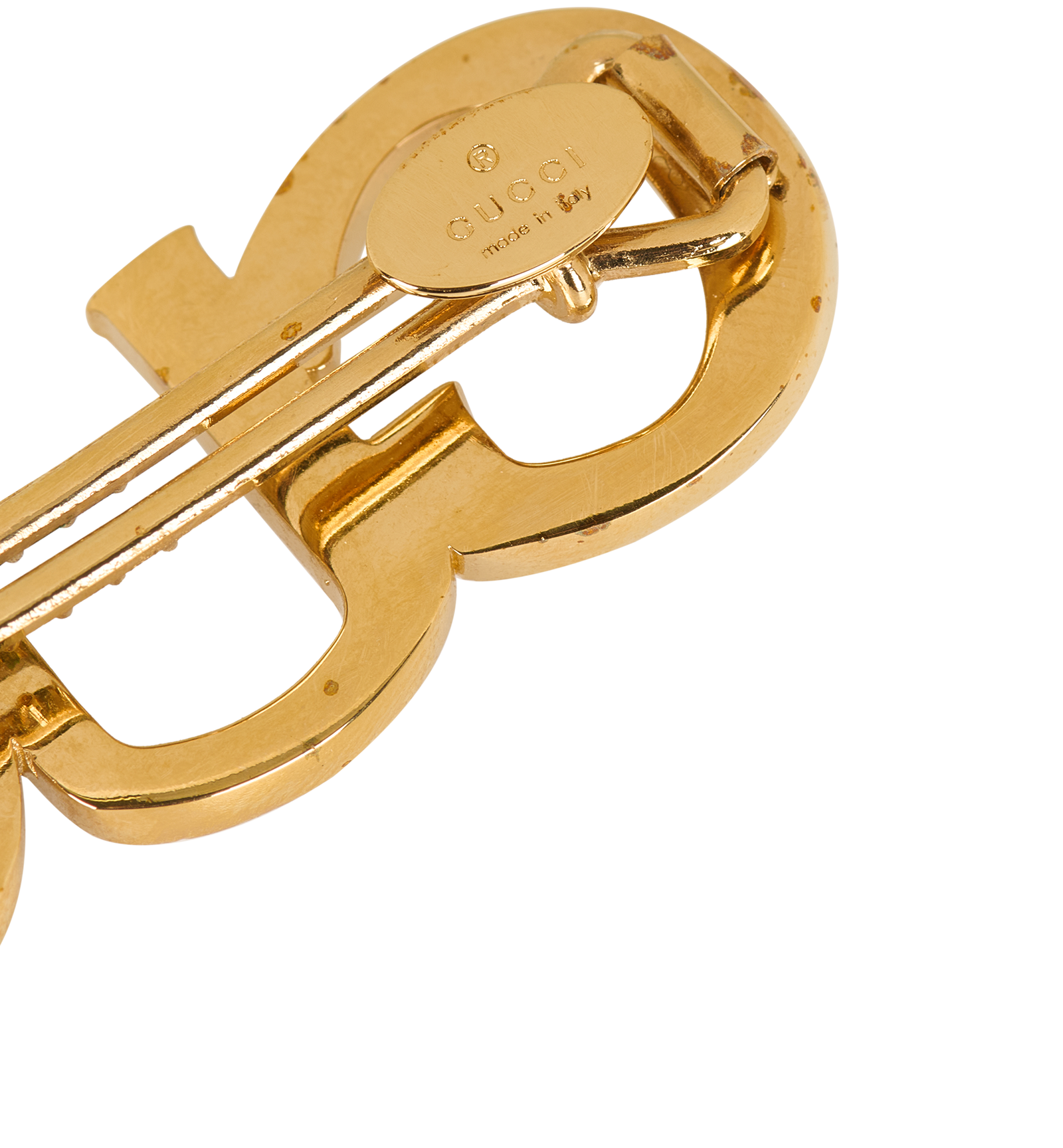 Gucci Embellished Logo Hair Clip, &pound;250, Accessories, Gold, Brass/Crystal, Other view